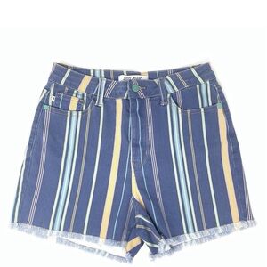 Judy blue Women's Blue and Yellow Striped High Waist Shorts size XS.